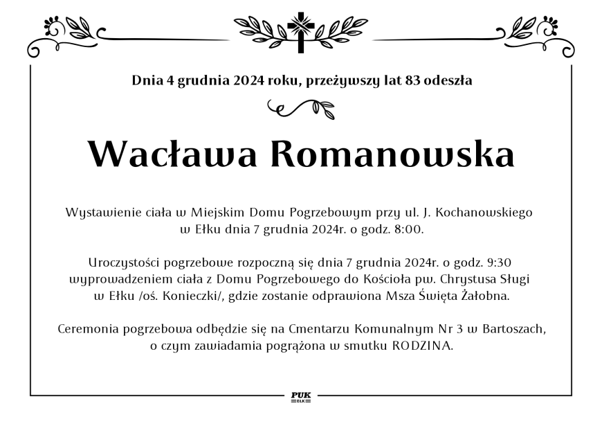 Wacława Romanowska - nekrolog